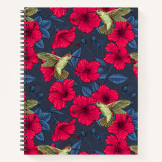 White Hibiscus Tropical Floral Pattern Notebook
