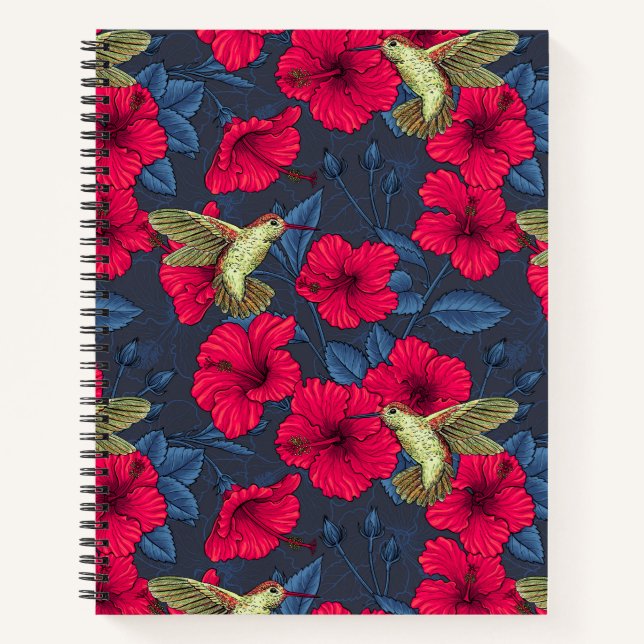 White Hibiscus Tropical Floral Pattern Notebook (Front)