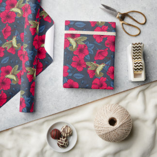 White Hibiscus Tropical Floral Pattern Wrapping Paper