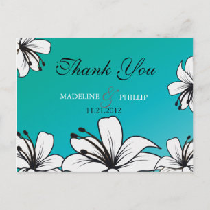 White Hibiscus - wedding thank you postcards