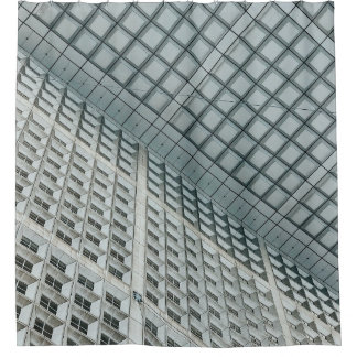 White high-rise commercial building shower curtain