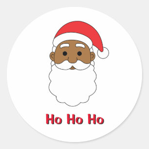White Ho Ho Ho African American Santa Claus Family Classic Round Sticker
