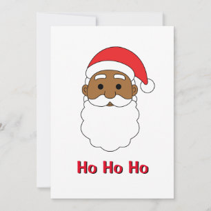 White Ho Ho Ho African American Santa Claus Family Holiday Card