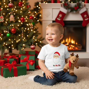 White Ho Ho Ho Santa Claus Merry Christmas Family Baby T-Shirt
