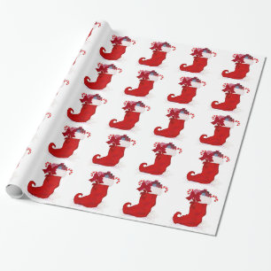 White Holiday Wrapping Paper Christmas Stocking