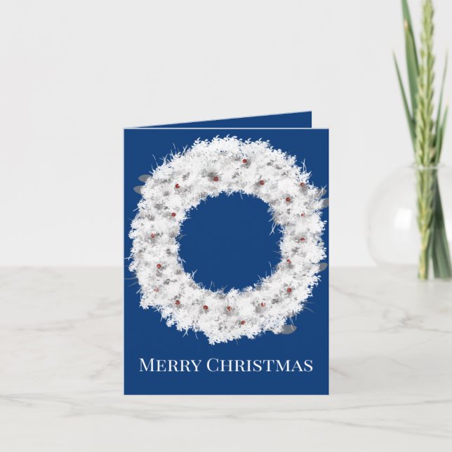 White Holiday Wreath Card (Front)
