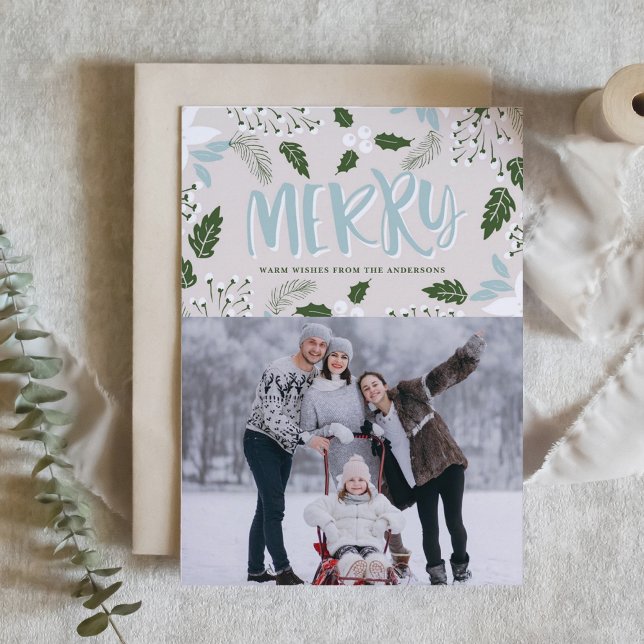 White Holly Botanical Holiday Photo Card (Creator Uploaded)