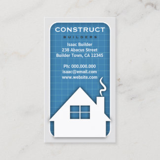White Home Icon Building & Construction Blueprint Business Card