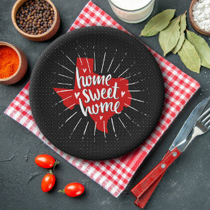 White Home, Sweet Home - Custom Colour Texas Paper Plate