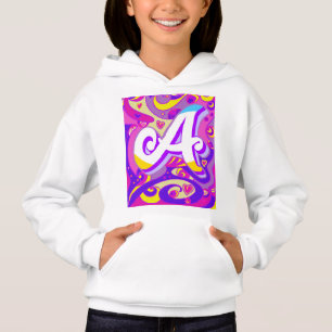 White hoodie for girls with letter A design