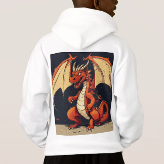 White Hoodie For Kids With Dragon Design