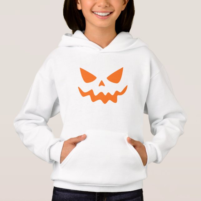 White Hoodie with Orange Pumpkin Face  (Front)