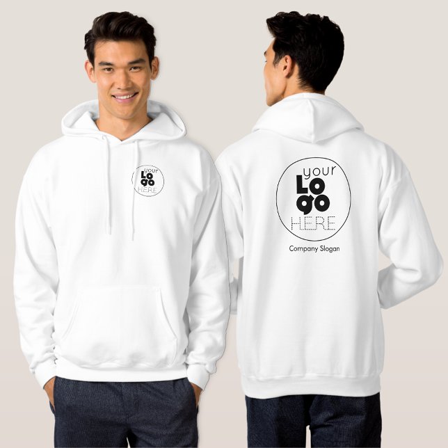 White Hoodie with Your Business Logo on Back+Front (Creator Uploaded)