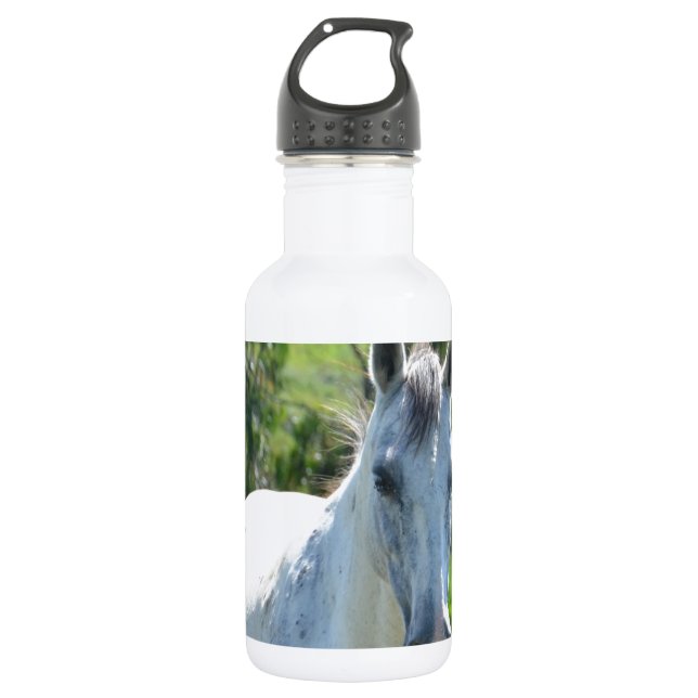 White horse. 532 ml water bottle (Front)