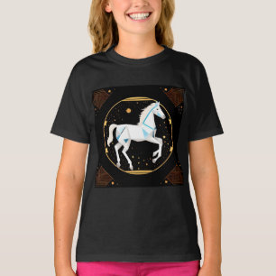 White Horse Abstract Geometric Illustration T-Shirt