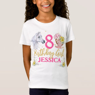White Horse and Flowers Birthday Party T-Shirt