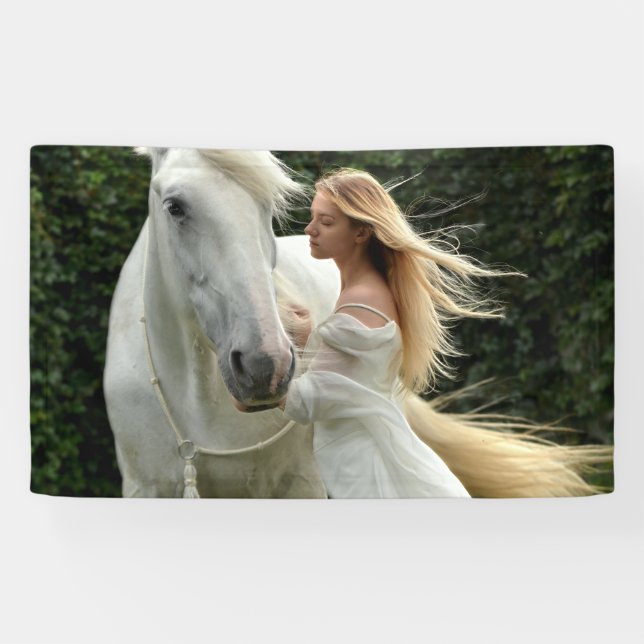 White Horse and Girl Banner (Horizontal)