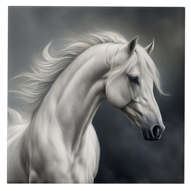 White Horse Beautiful Art Tile (Front)