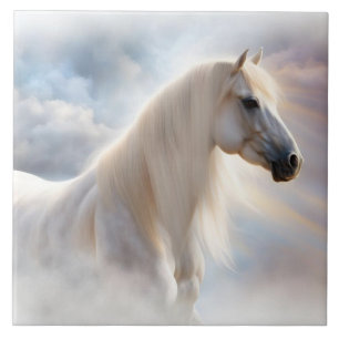 White Horse Beautiful Art Tile