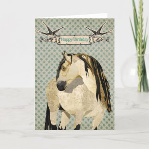 White Horse Birthday Card