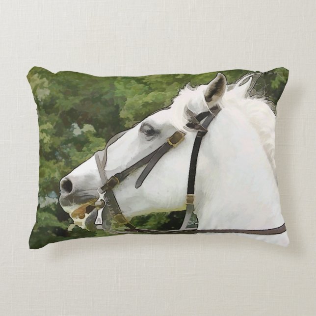 WHITE HORSE DECORATIVE CUSHION (Front)