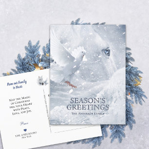 White Horse & Dove on Ice, Holidays Winter Magic - Postcard