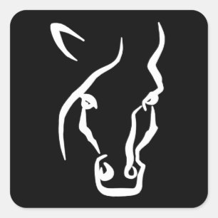 White Horse Face Square Sticker