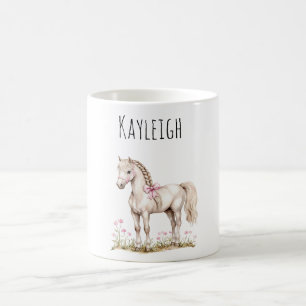 White Horse & Flowers Coffee Mug