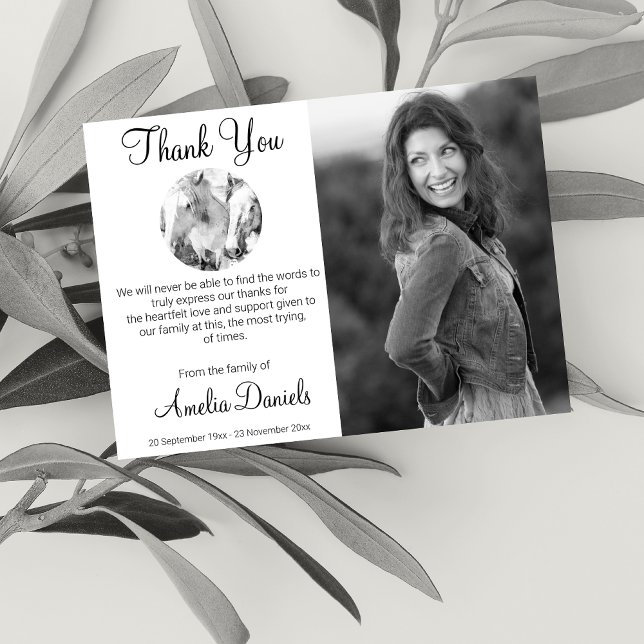 White Horse Funeral Photo Thank You Cards (Creator Uploaded)