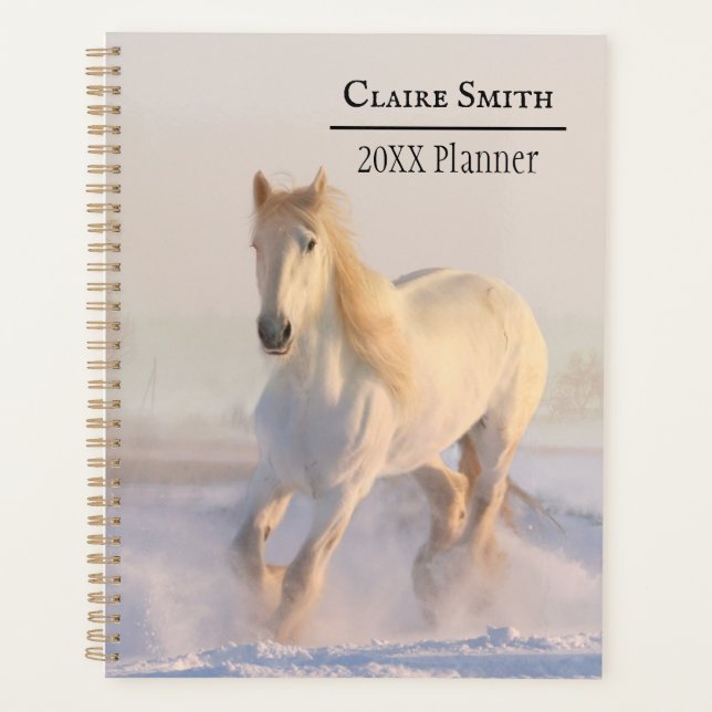 White Horse Galloping through the snow Planner (Front)