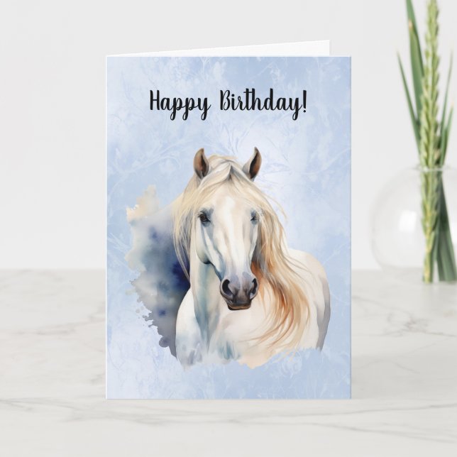 White Horse Happy Birthday Card (Front)