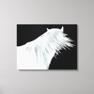 White Horse Head Three Panels Canvas Print