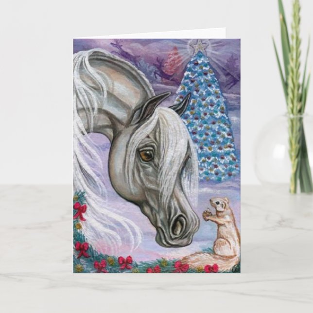 WHITE HORSE Hoilday Squirrel Note Card (Front)
