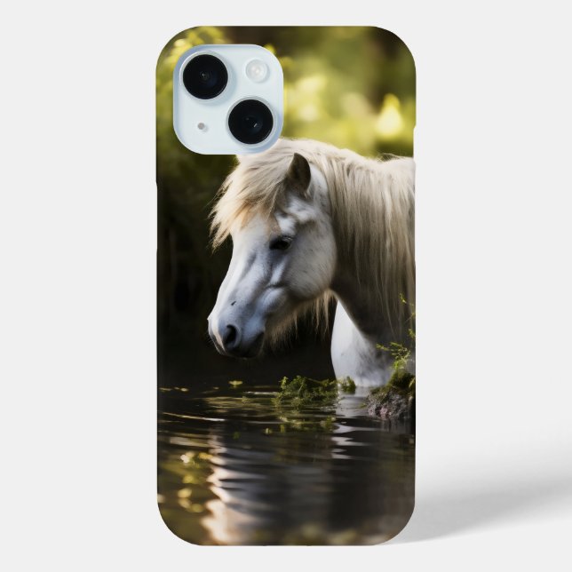White Horse in Pond Case-Mate iPhone Case (Back)