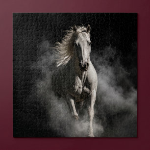 White Horse In Smoke Jigsaw Puzzle