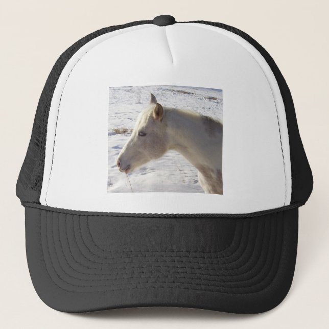 White Horse in Snow Trucker Hat (Front)