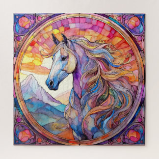 White Horse in Stained Glass Jigsaw Puzzle
