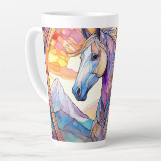 White Horse in Stained Glass Latte Mug