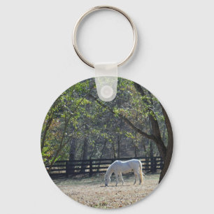 White Horse in trees Key Ring