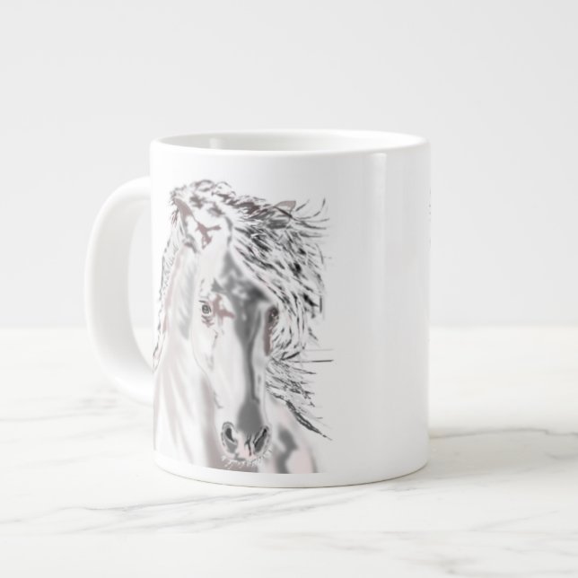 White Horse Large Coffee Mug (Front Left)
