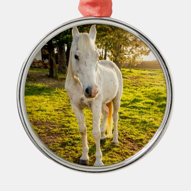 White Horse Metal Tree Decoration (Front)