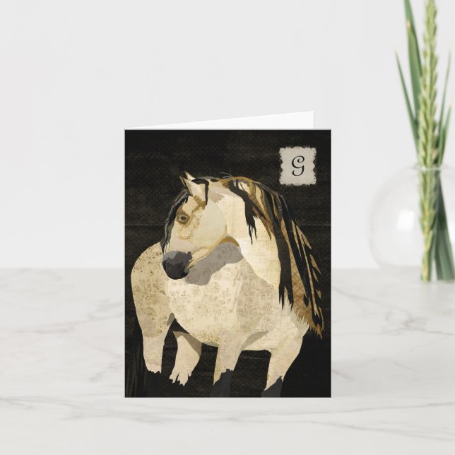 White Horse  Monogram Notecard (Front)