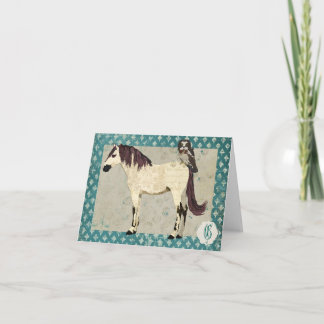 White Horse & Owl Monogram Notecard