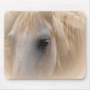 White Horse Portrait Mouse Pad