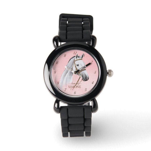 White Horse portrait pony girls watch for kids (Front)