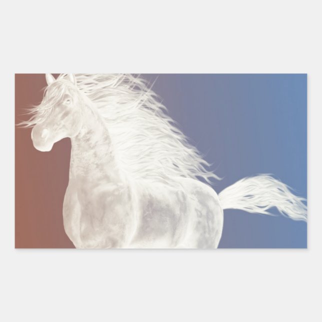 White Horse Rectangular Sticker (Front)