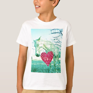 White Horse Red Heart Valentine T-Shirt