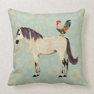 White Horse & Rooster Pillow
