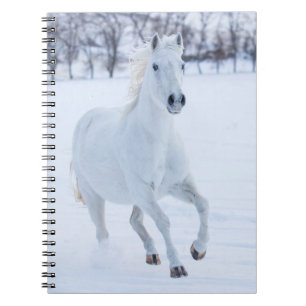 White Horse Running in the Snow Notebook