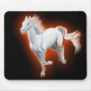 White Horse Running Mouse Pad